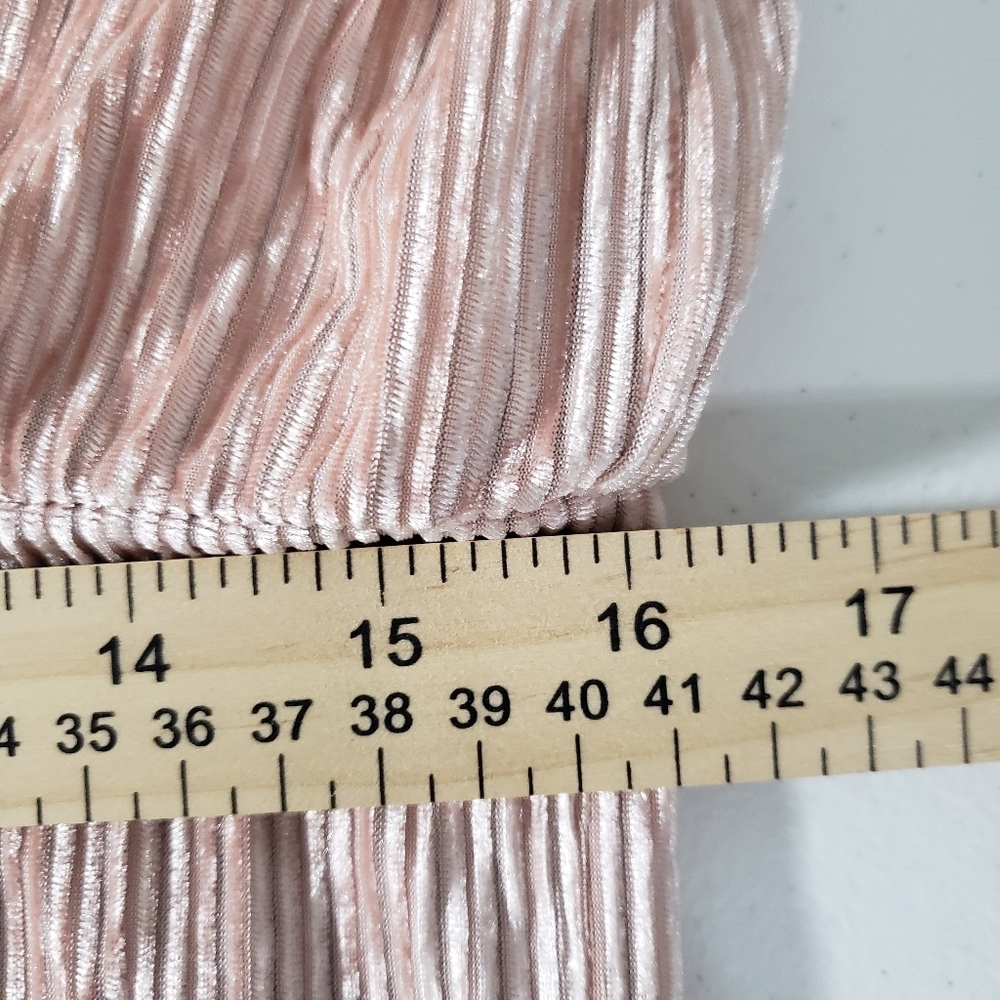 Chico's Blouse Top Women Small Blush Pink Ribbed Shimmer Soft Velvet Textured - Picture 6 of 8
